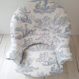 Blue toile de jouy toad armchair