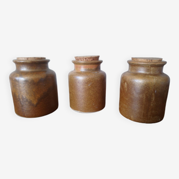 Lot de 3 pots à moutarde en grès