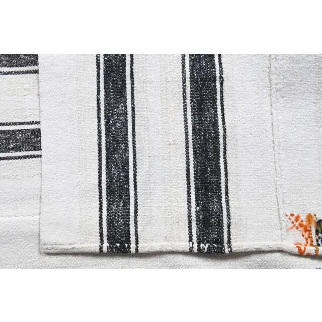 Vintage Turkish Hand-Knotted Wool Cotton White Kilim Area Rug 178x261