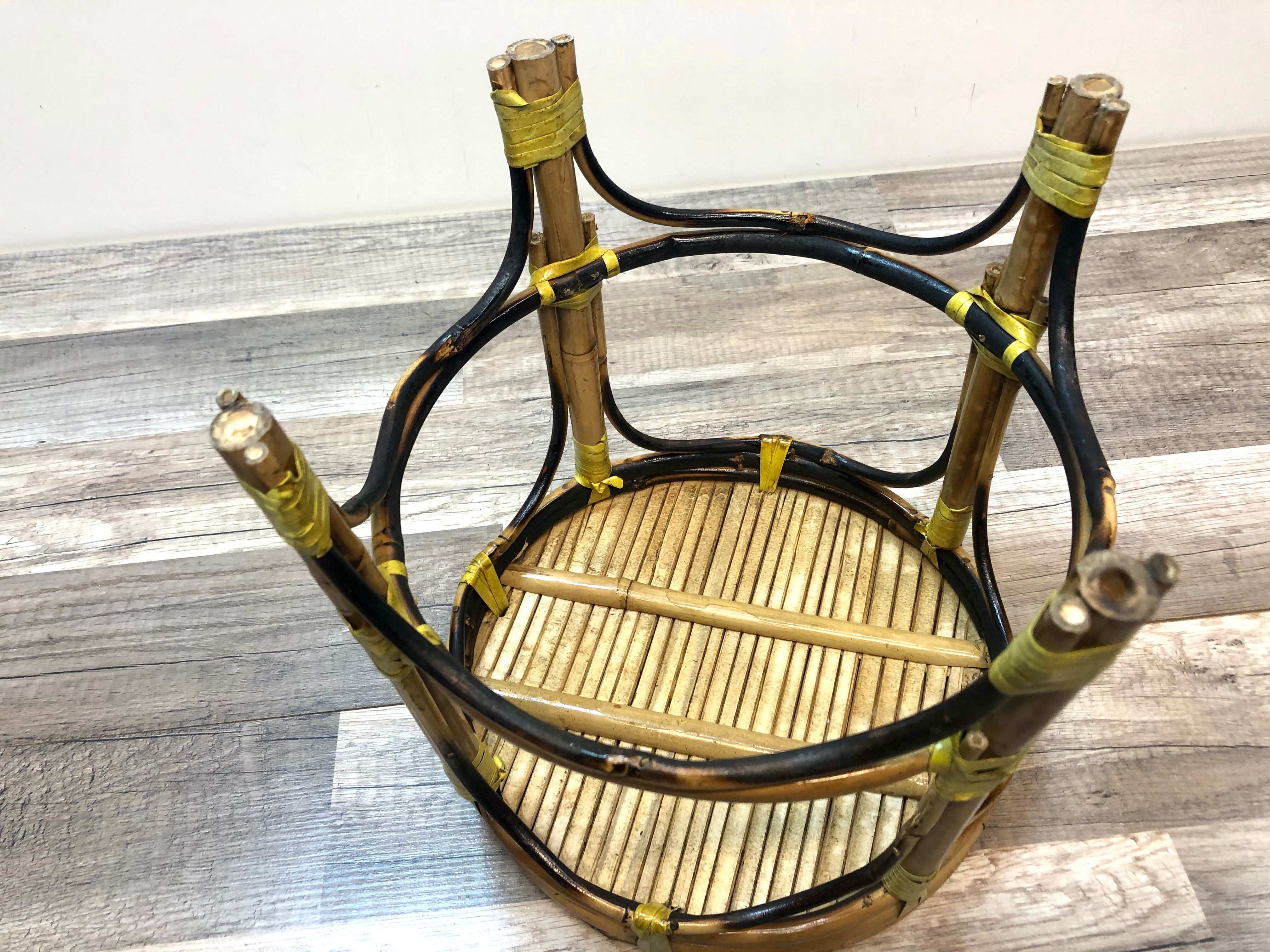 Mini table door door rotin bamboo vintage 70 crafts France