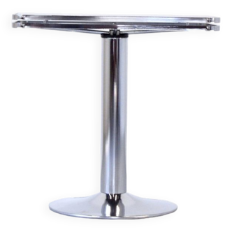 Midcentury 1970s italian chrome and tinted glass console table by Allegri