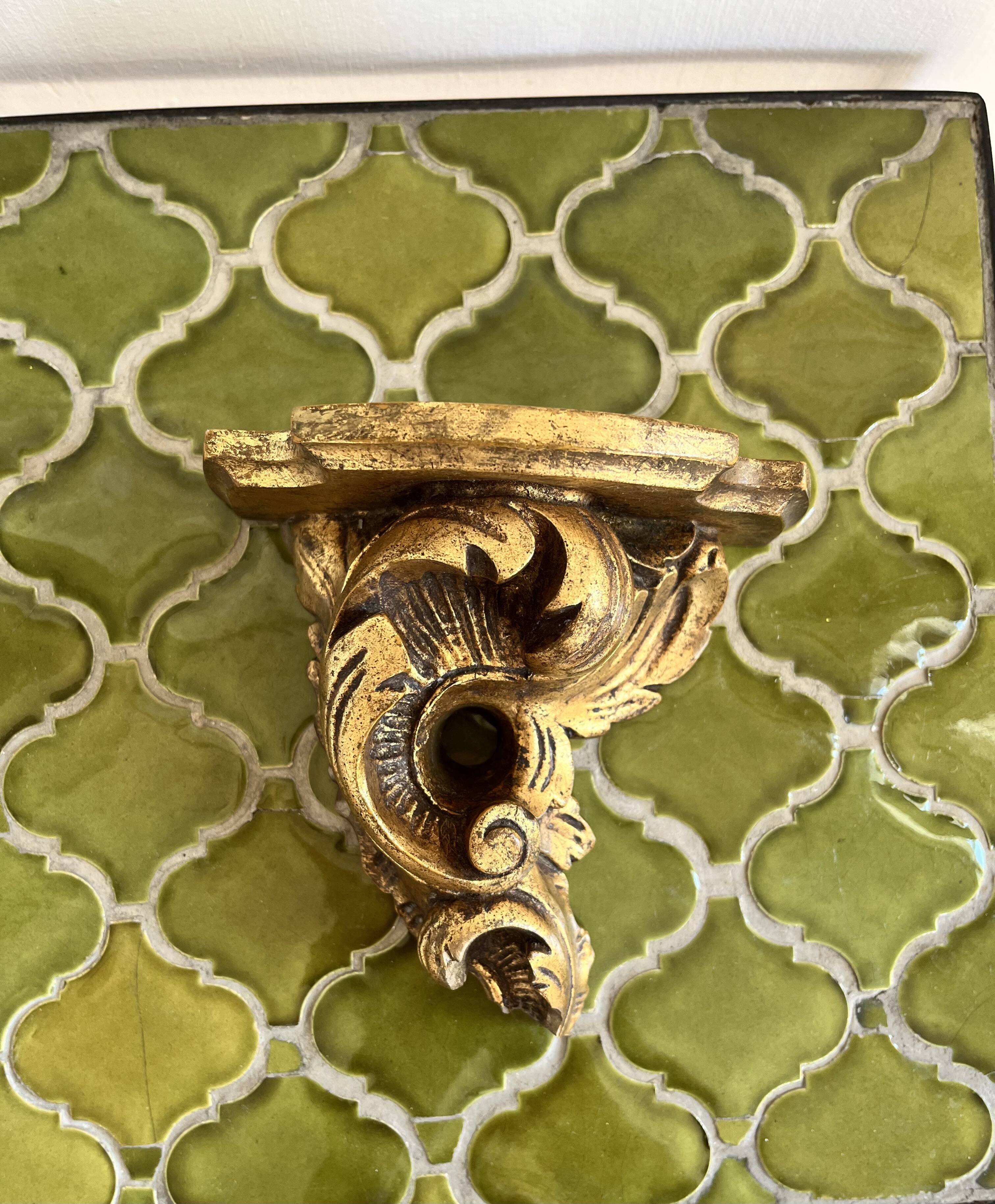 Baroque style wall console shelf in gilded wood