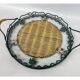Round metal tray and glass decoration wine and vines