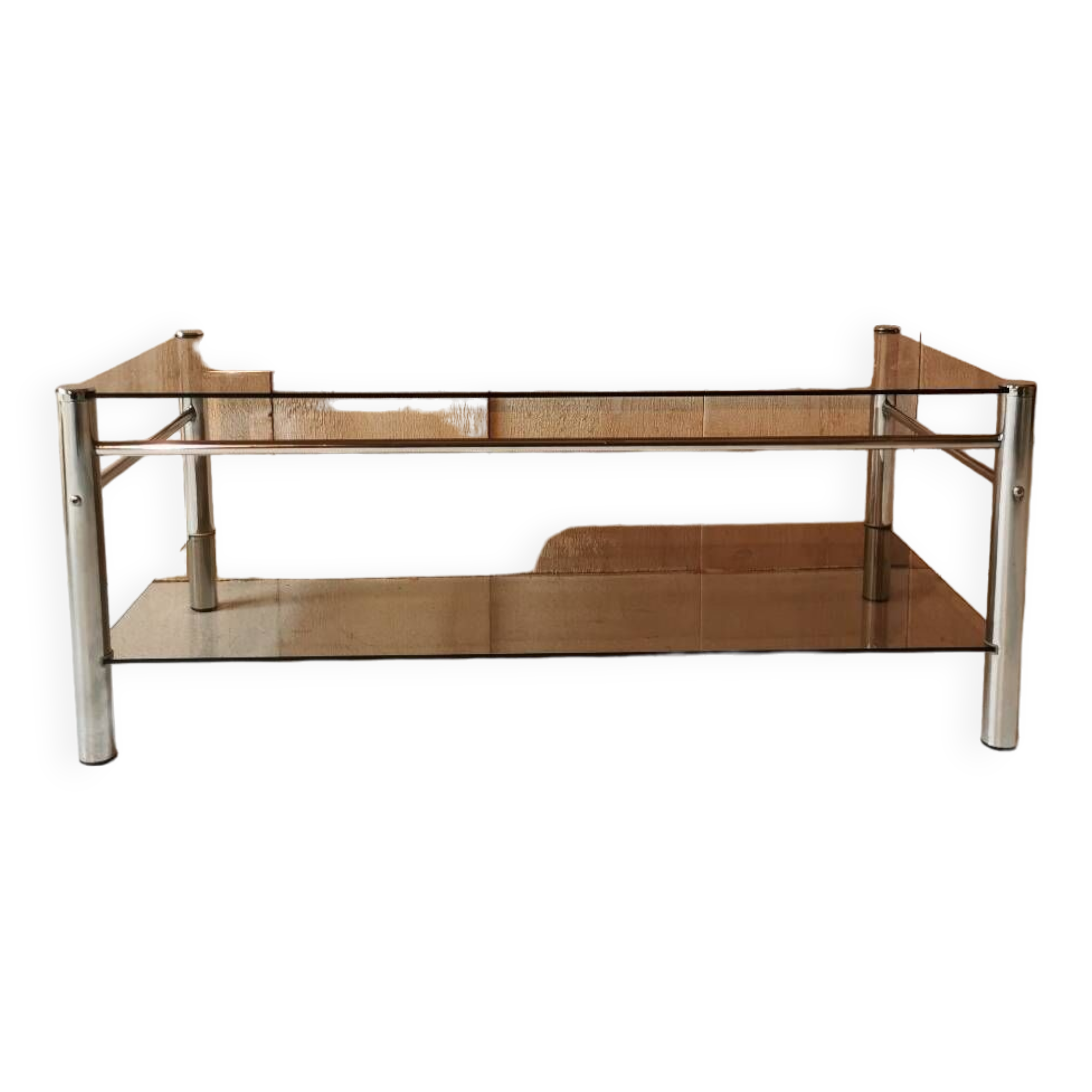 Glass and chrome metal table