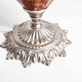 Table or bedside lamp of 1960 ceramic silvered metal glass