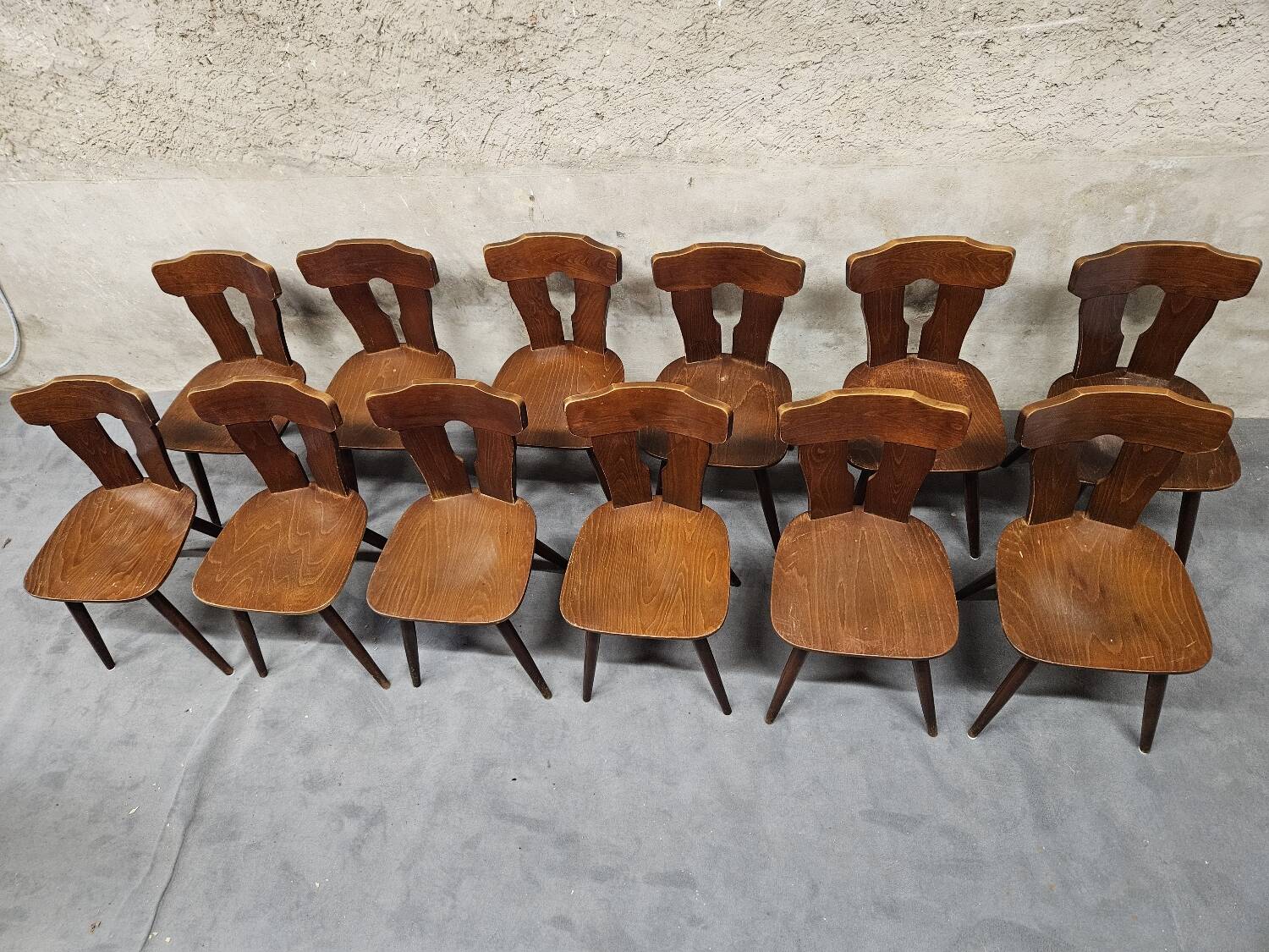 Set of 12 vintage bistro chairs 1960