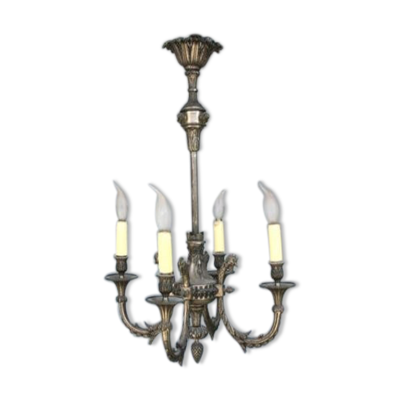 Lustre en métal argenté de style Louis XVI