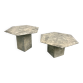 Paire de tables basses italiennes en marbre, circa 1970