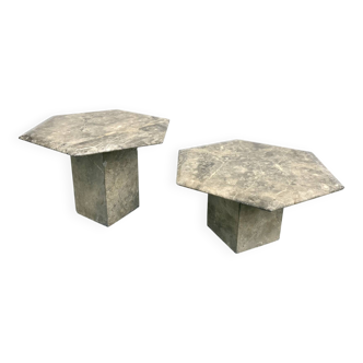 Pair of Italian marble coffee tables, circa 1970.
