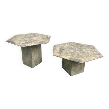 Paire de tables basses italiennes en marbre, circa 1970