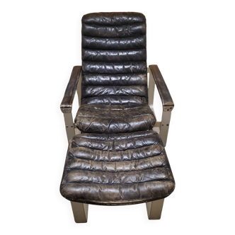 Pulkka armchair and ottoman by Finnish designer Ilmari Lappalainen