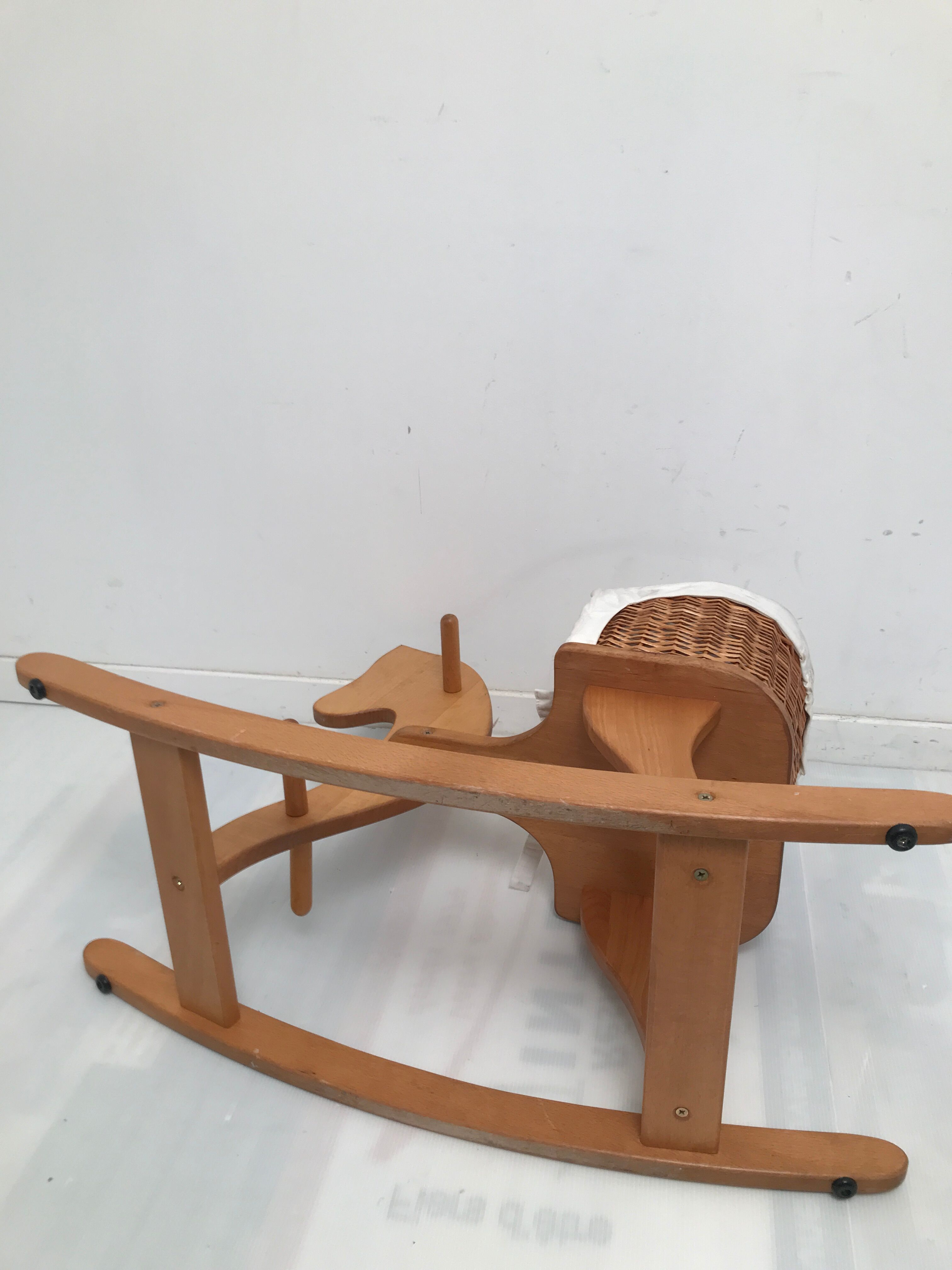 Rocking horse white wicker basket Moulin Roty