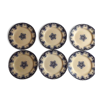 Lot of 6 plates of burgundy iron earth from 19