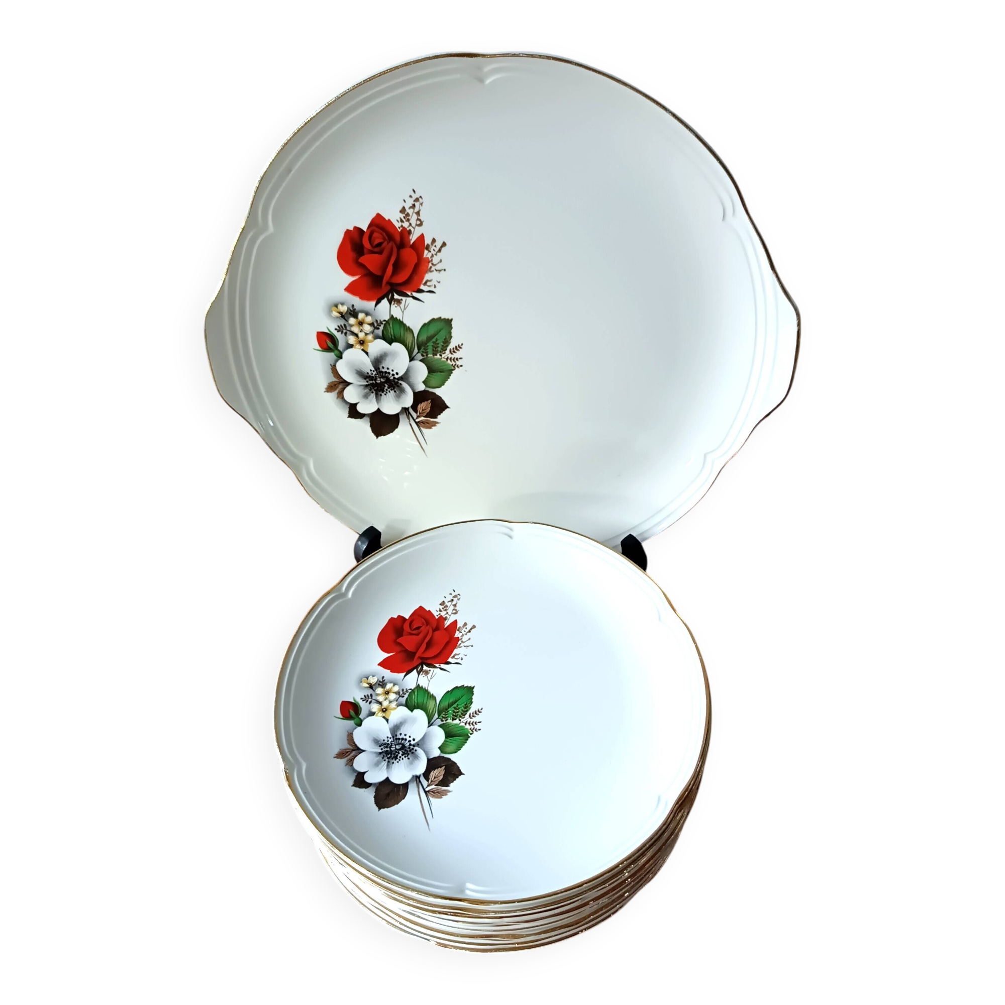 Dessert service 12 plates orchies moulin des loups traviata motif