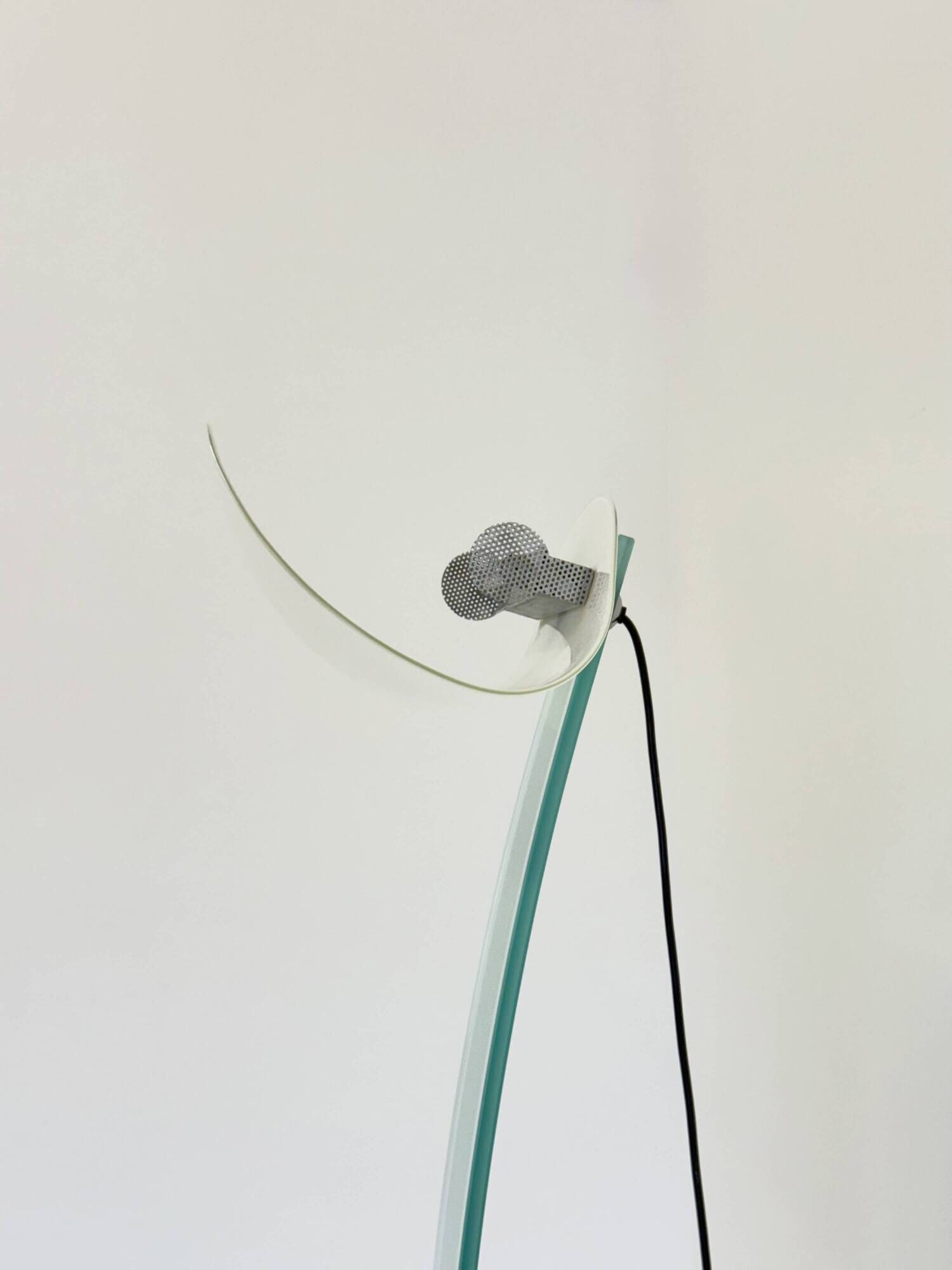 Vintage design floor lamp by Sothis with glass base and white glass shade