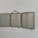 Vintage 1920s triptych barber mirror in gold with green crocodile effect - 37 x 87.