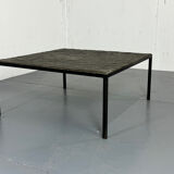 Mid Century minimalistic modernist slate and steel coffee table, 1950s