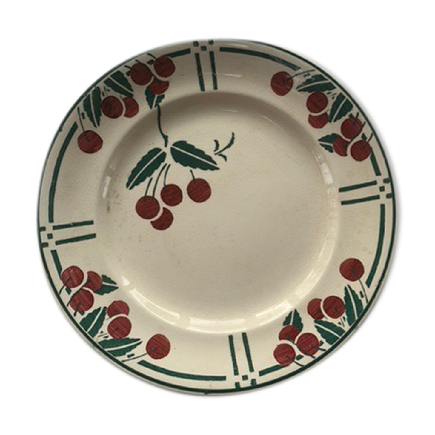 Compotier art deco cherries, longwy model the merises