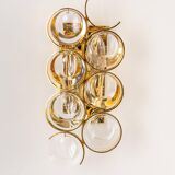 Golden brass and crystal wall light by Palwa, Germany, 1960s.