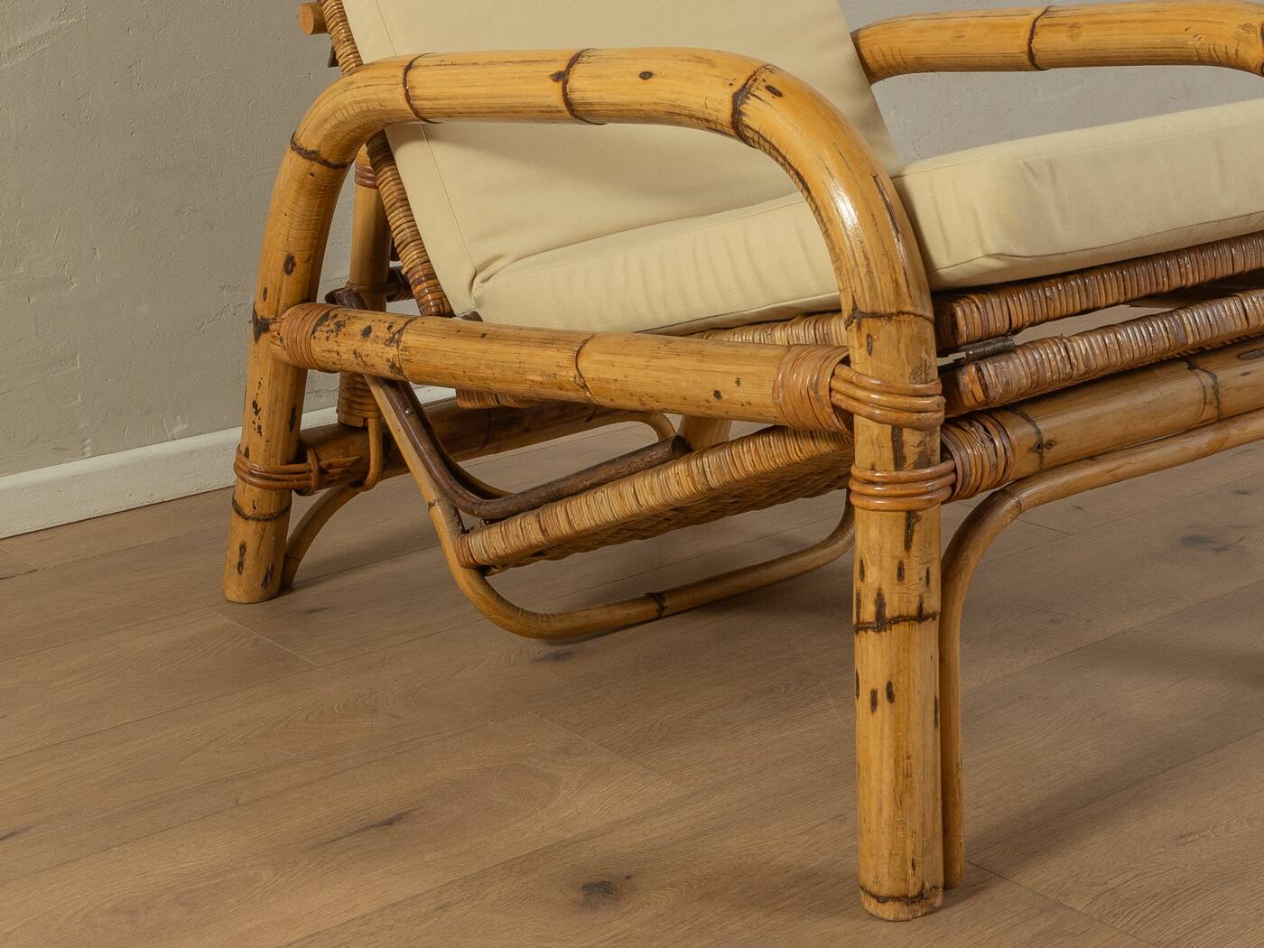 Chaise longue en bambou des années 1960