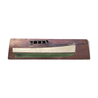 Half wooden boat hull model