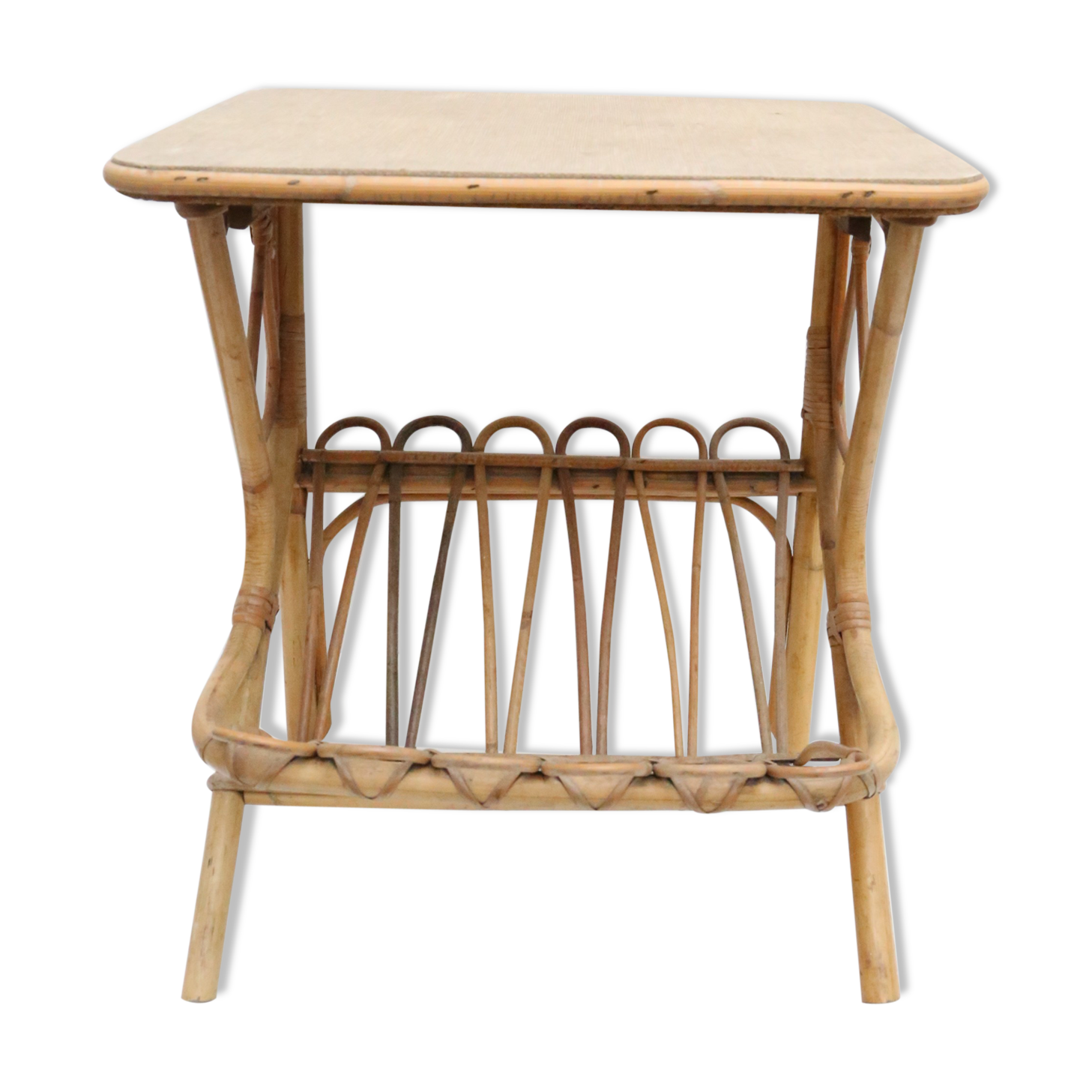 Side table in rattan