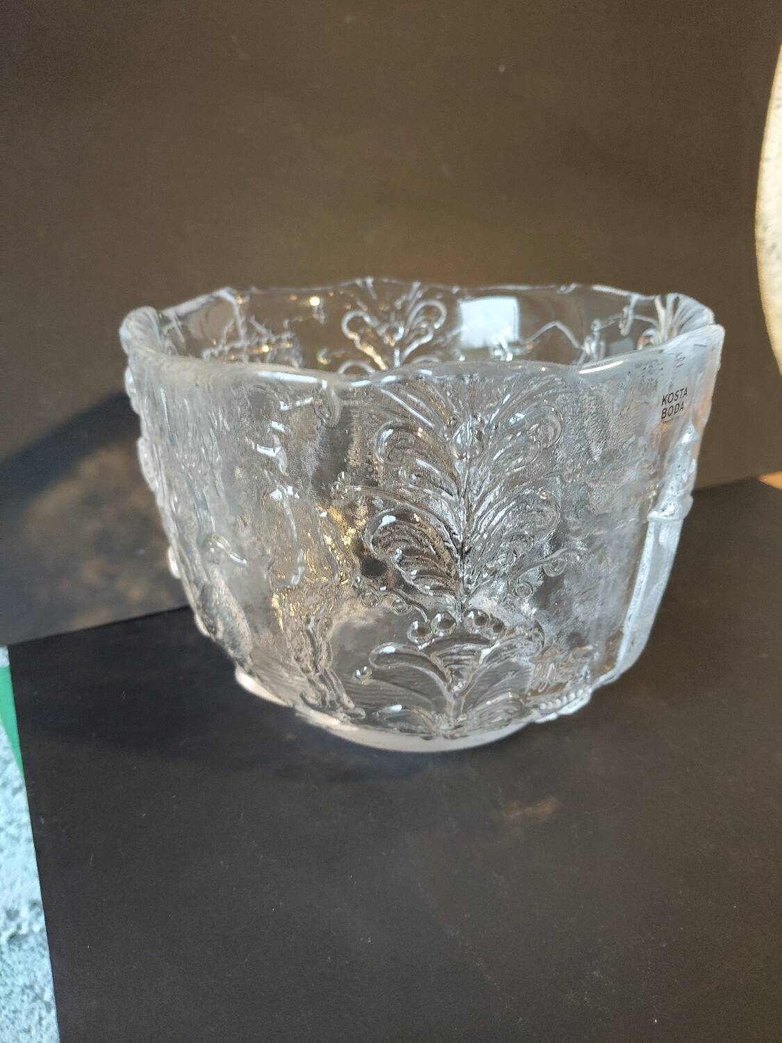 Scandinavian glass bowl Kosta Boda – Nordic relief decoration –