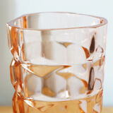 Luminarc type molded glass vase pink color 70s