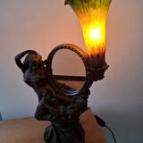 Art Nouveau lamp with mirror