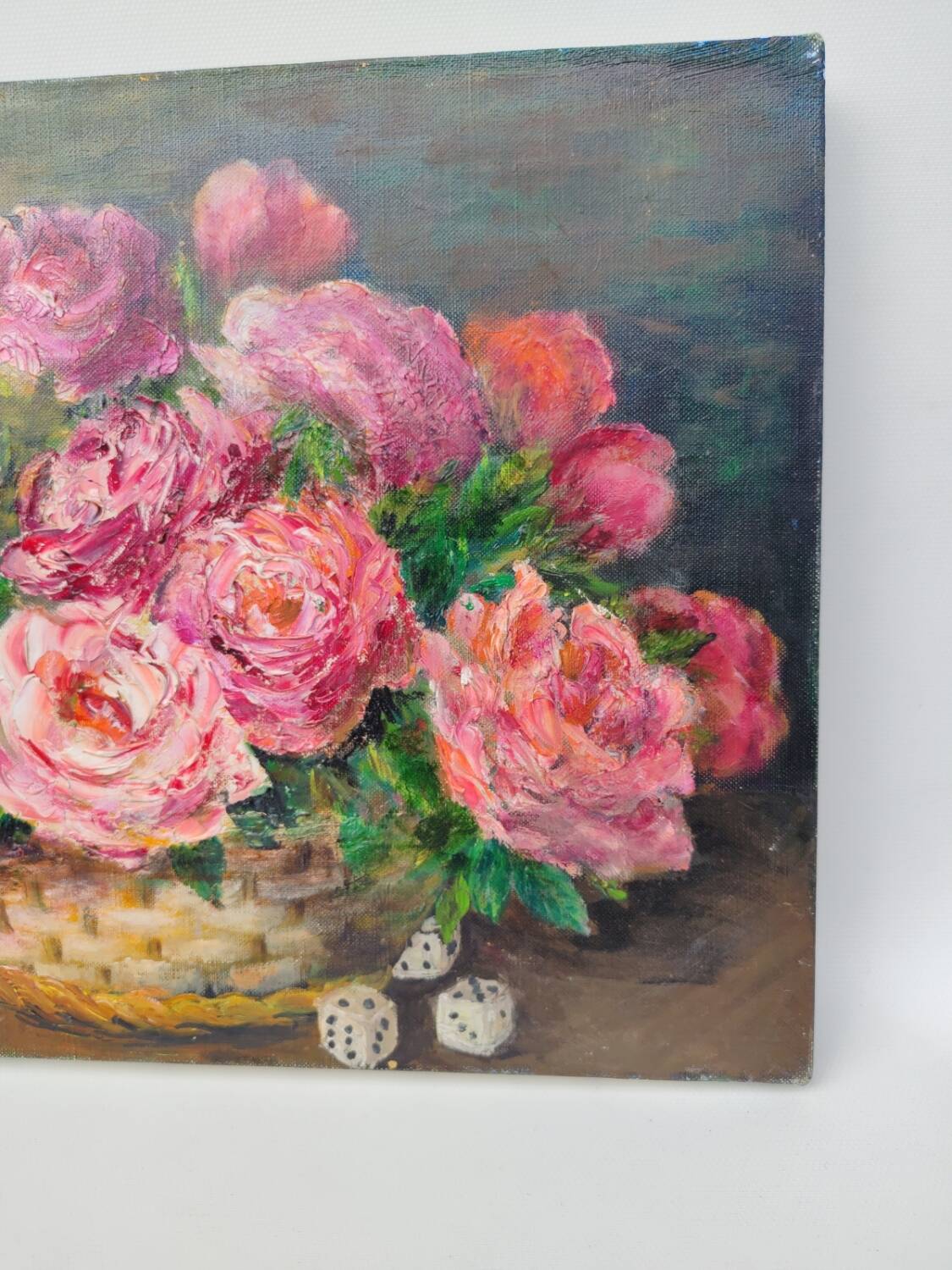 Oil on canvas, bouquet of flowers by Lysiane Boit.