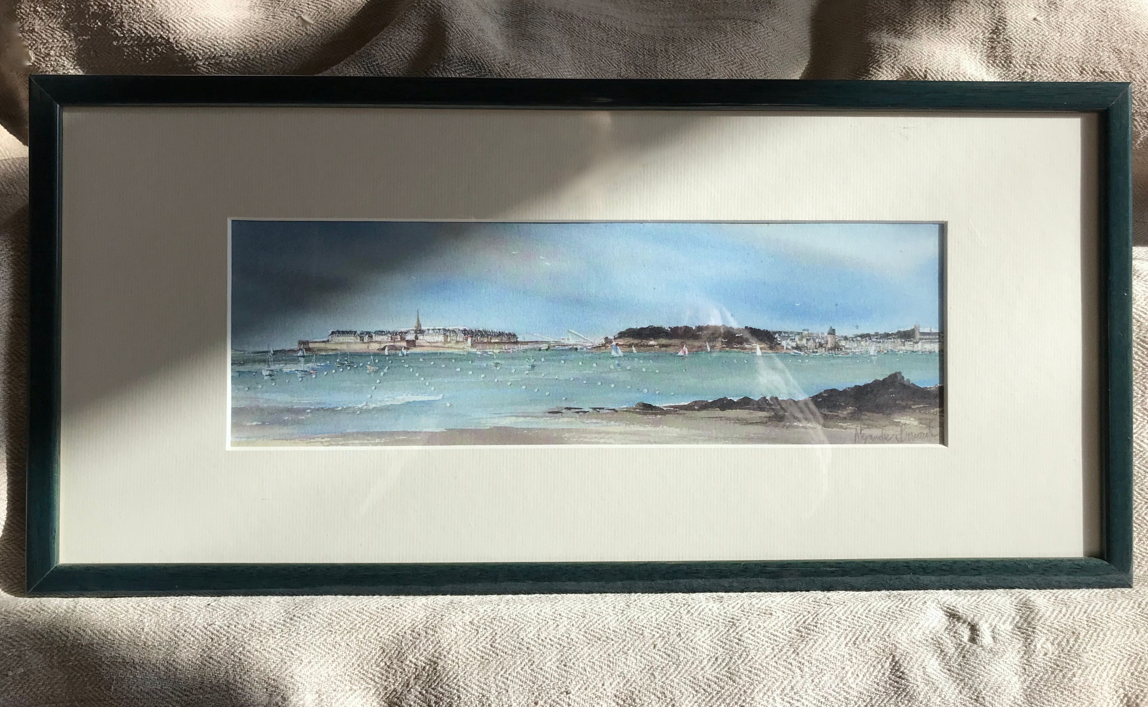 Aquarelle signée Alexandre Bonade, Saint-Malo