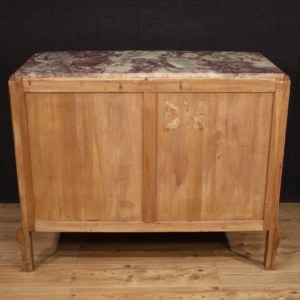 Commode en bouleau du XXe siècle avec plateau en marbre