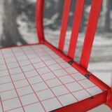 Set of 4 modernist red metal chairs