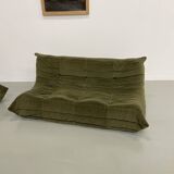 Vintage 2 and 3 seater green velvet togo set