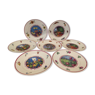Lunéville 7 assiettes plates La potasse par Hansi