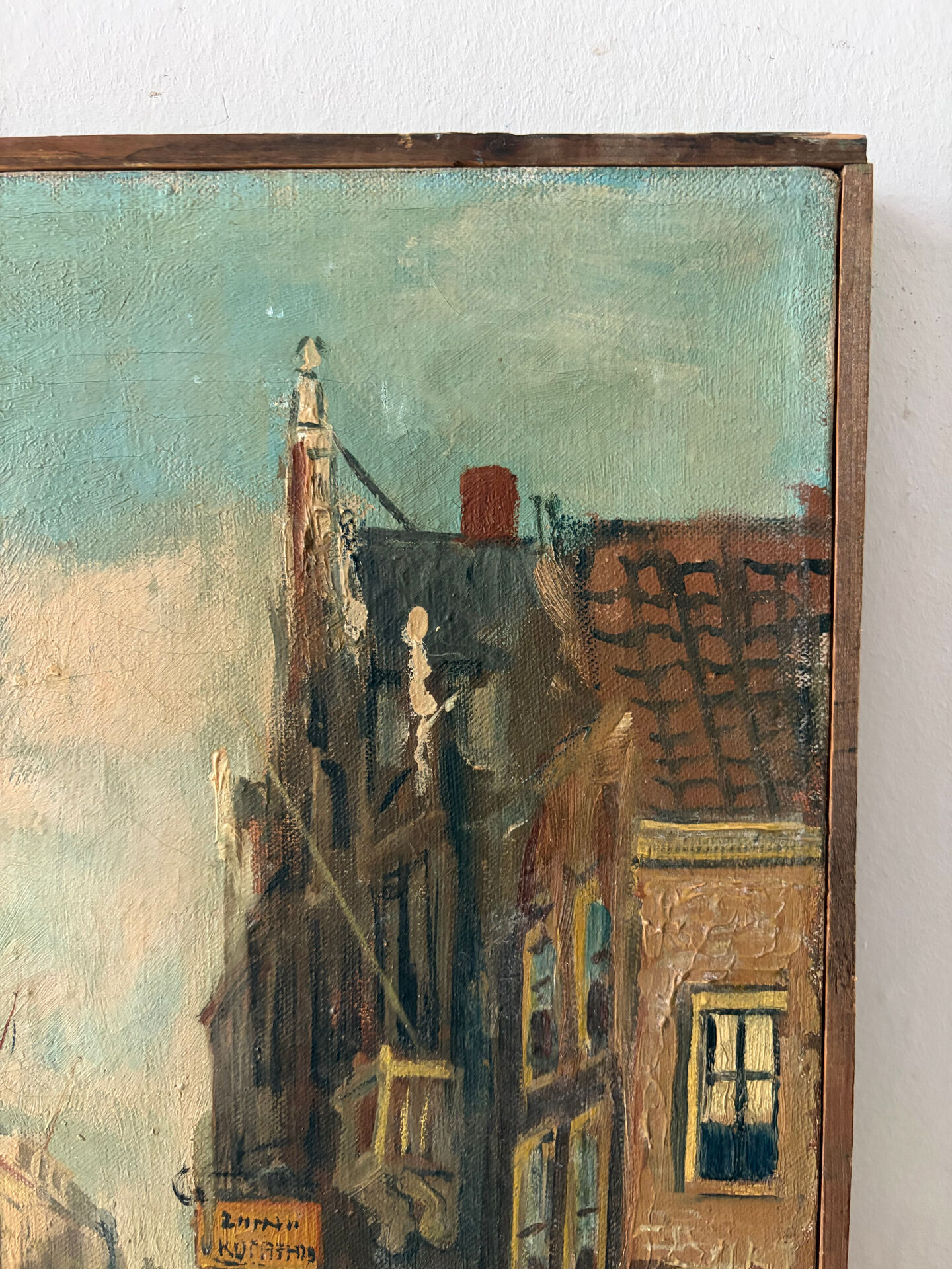 Scene de rue flamande, huile sur toile