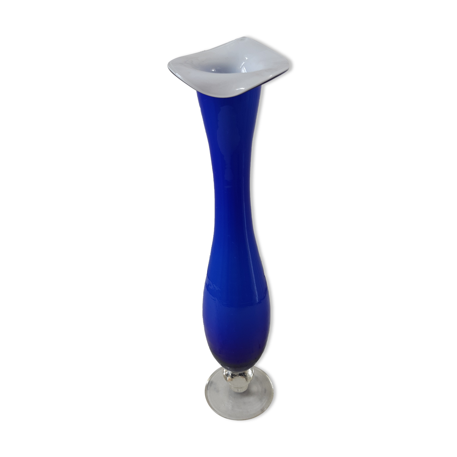 Electric blue opaline vase Klein 30s-40s