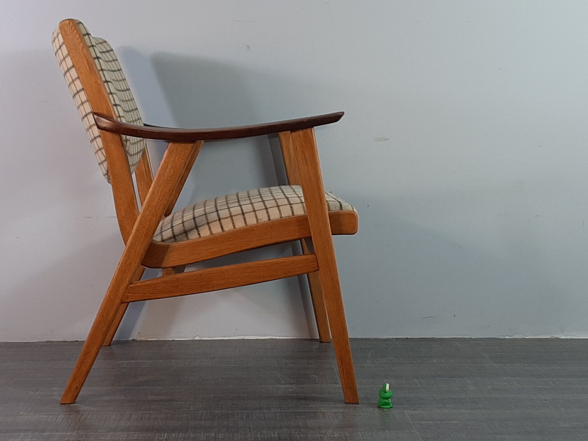 Danish Oak and Wool Chair, Mid-Century Scandinavian 1950s