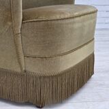 1970s, Danish highback armchair, light green furniture velour.