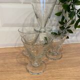 Set of 4 engraved glass white wine glasses