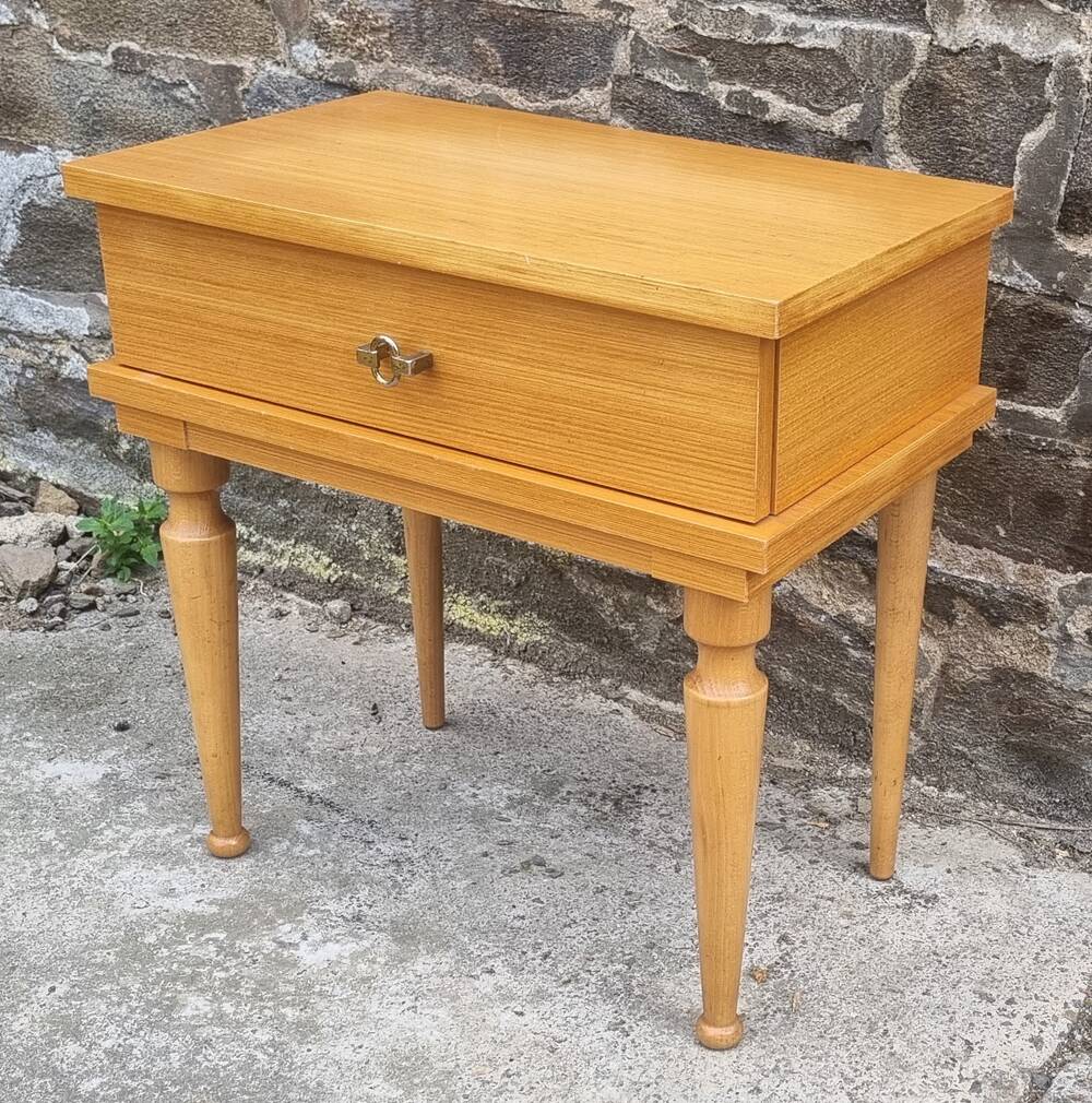 Blond wood bedside table, vintage, 1960s