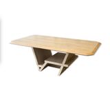 Rectangle travertine table with geometric foot