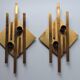 Pair of vintage geometric brass wall lamps