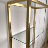 Bookcase in gilded metal and glass, Pierre Vandel Paris, circa 70