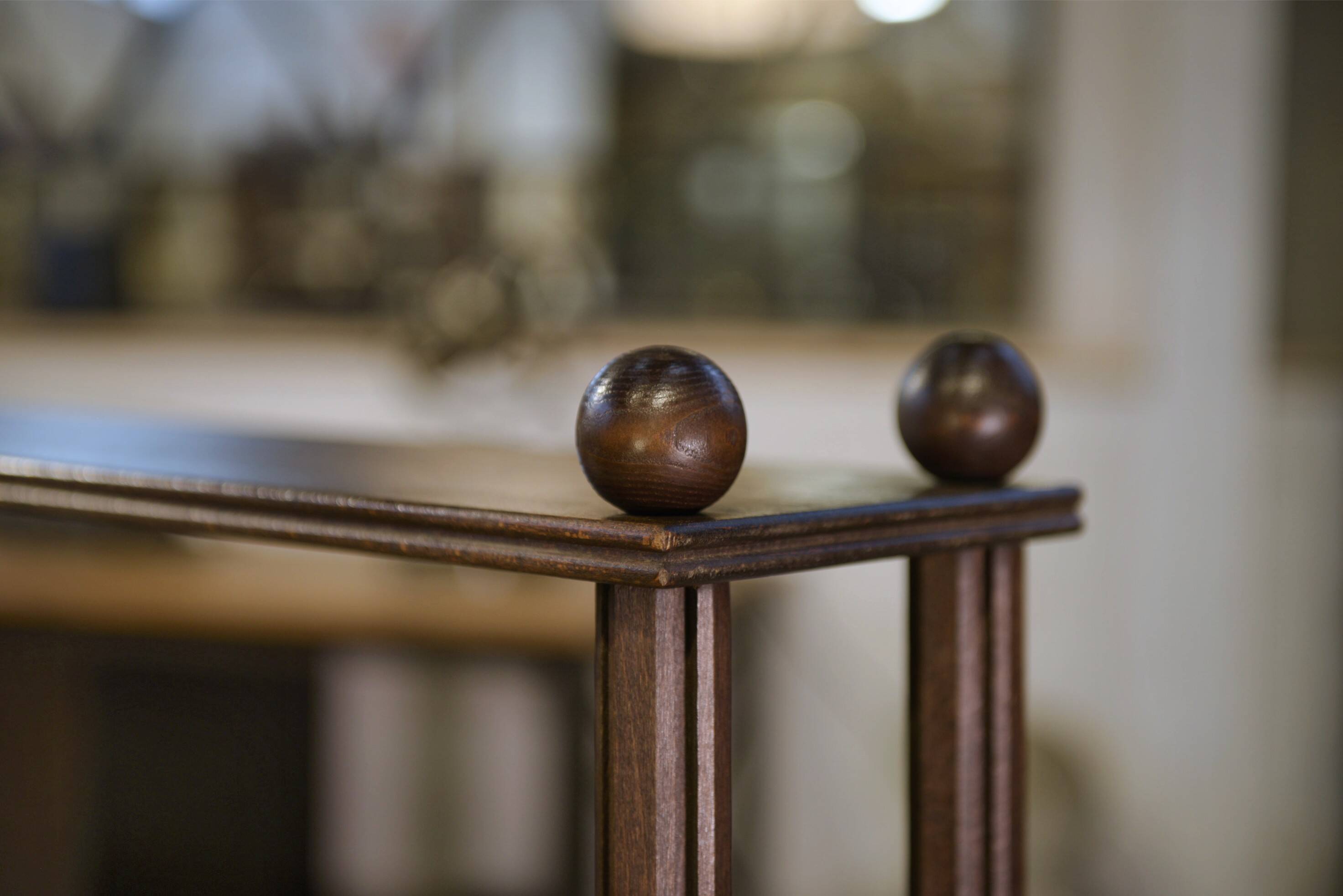 Beech shelf with ball feet, 1960s