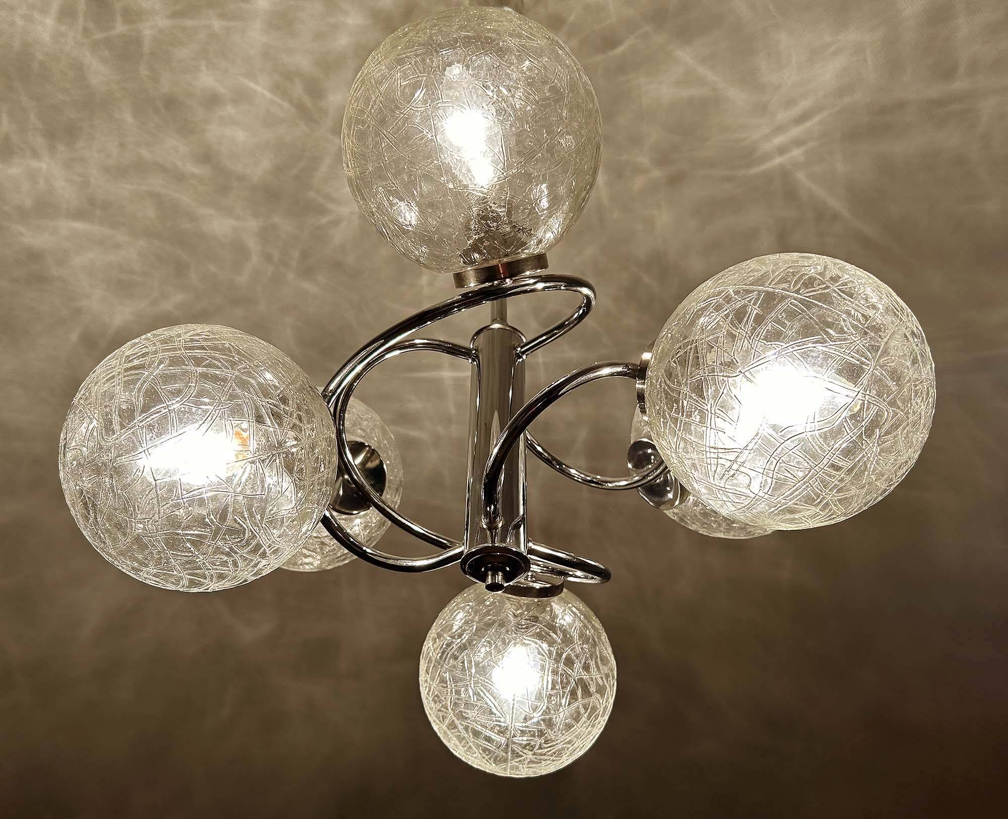 Suspension vintage Space Age en verre et chrome