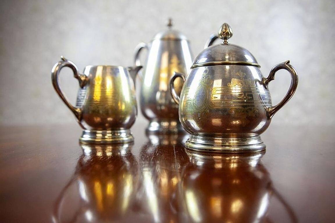 Silver-Plated Coffee/Tea Set, 1930s, Set of 3