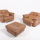 De Sede DS 101 brown leather lounge chairs, 1970's