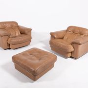 De Sede DS 101 brown leather lounge chairs, 1970's