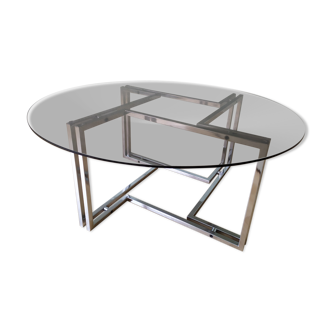 Chrome coffee table and smoked glass